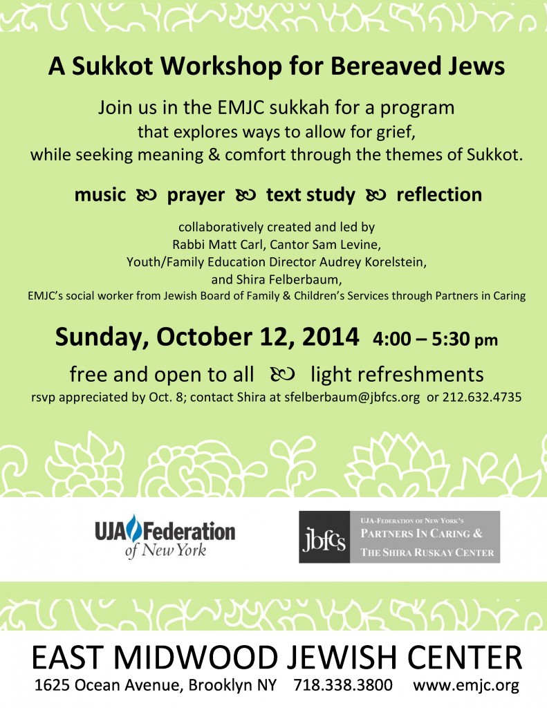Sukkot Workshop, Bereaved Jews, Oct_2014